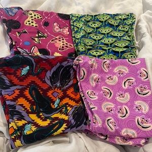 Bundle 4 Pairs of Lularoe OS Disney Leggings. Used. Good Condition.